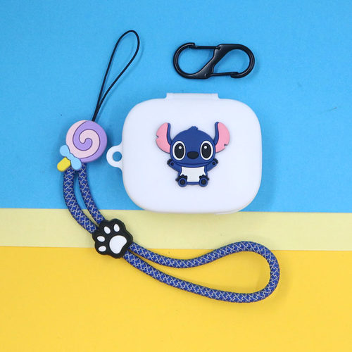 适用QCY AilyBuds E20/E10 MeloBuds N30蓝牙耳机保护套T13 X ANC潮酷可爱卡通库洛米史迪奇手绳挂饰硅胶软壳