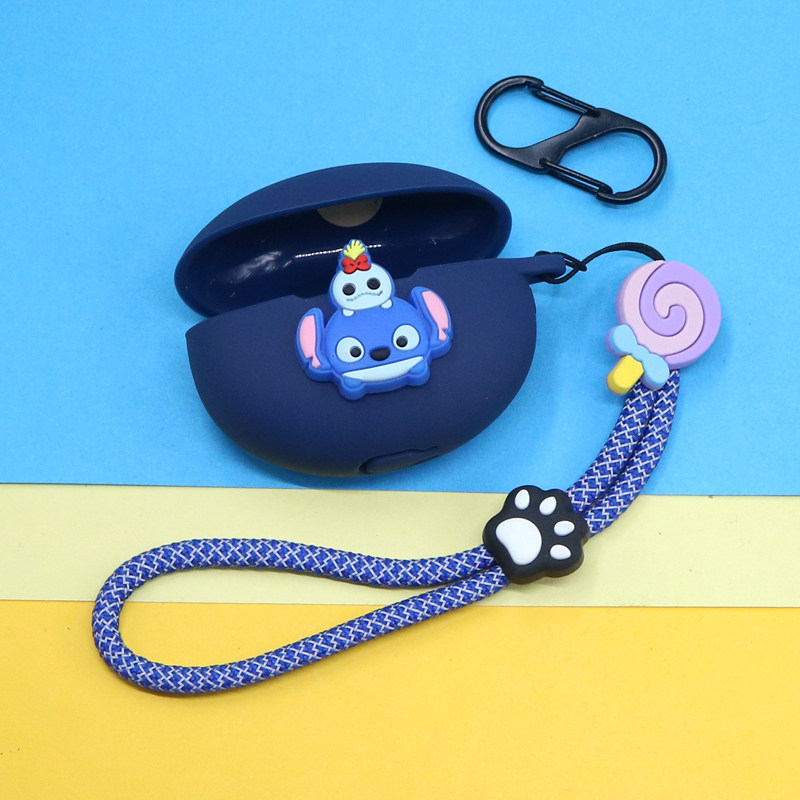 适用OPPO Enco air3i/4i蓝牙耳机保护套r3/r4可爱萌叠卡通巴斯维尼熊毛怪反光手绳挂饰air2/3/4pro硅胶软壳