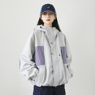 山系户外连帽防风防泼水冲锋衣外套男女宽松休闲徒步轻量化夹克