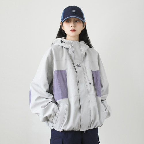 户外连帽防风防泼水机能外套男女