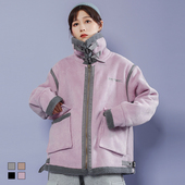 新款 麂皮绒棉服夹克加厚工装 棉服机车 羊羔毛外套女短款 2019冬季