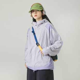 漫渡mandu中性风连帽短外套女宽松拉链夹克户外运动加绒防风外套