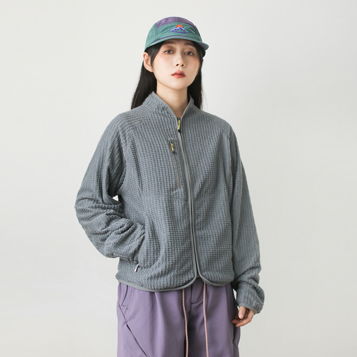 漫渡户外运动风方格绒立领外套