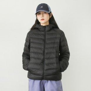 漫渡山系简约连帽排骨羽绒服女短款 90白鸭绒保暖轻薄羽绒外套男