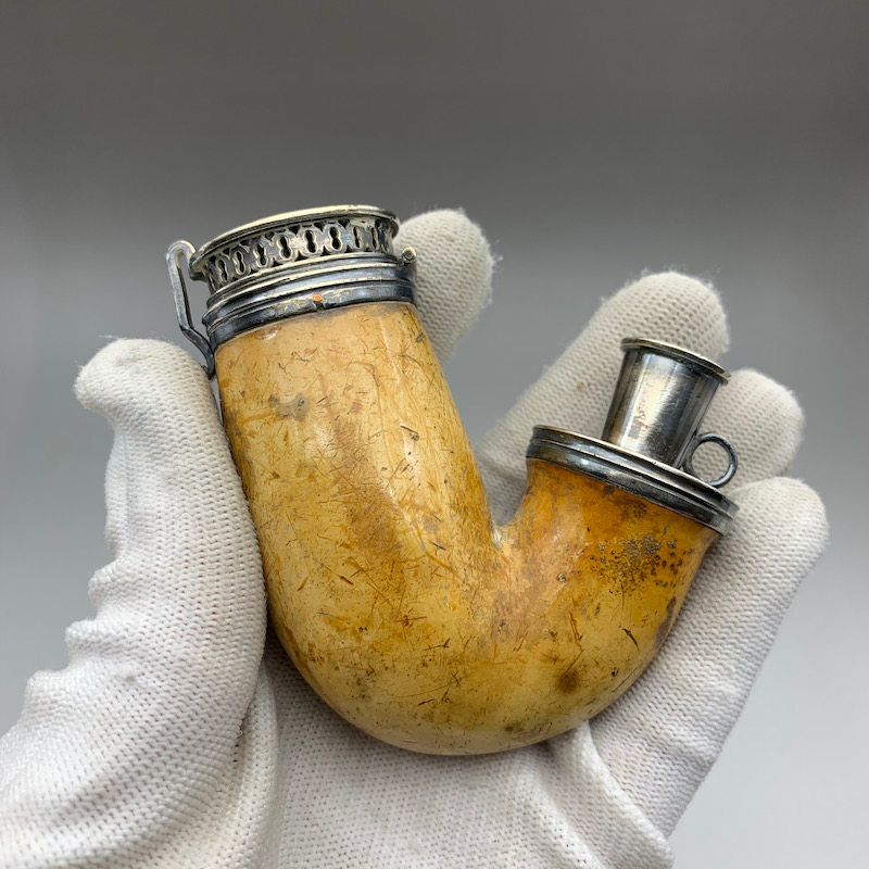 小猪烟斗 二手海泡石 奥地利百年老斗 纯银装饰 精品原石 收藏品