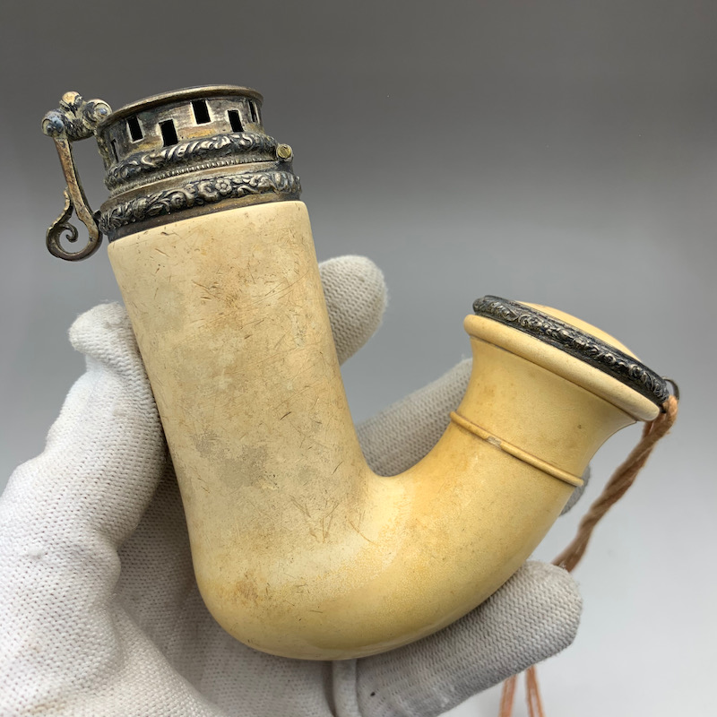 小猪烟斗 二手海泡石 奥地利百年老斗 纯银装饰 使用不多 收藏品