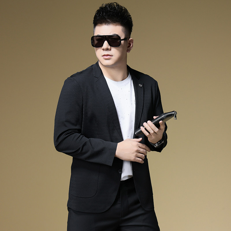 2025春季男士新款冰丝便西休闲时尚轻奢西装外套D228-5688-P195,男装西服套装,电商D228（原B310）