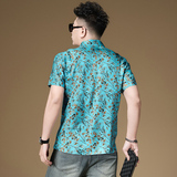 2025男夏季新款冰丝短袖衬衫青年休闲潮流时尚衬衣D228-5201-P98，商品下架区，电商D228（原B310）