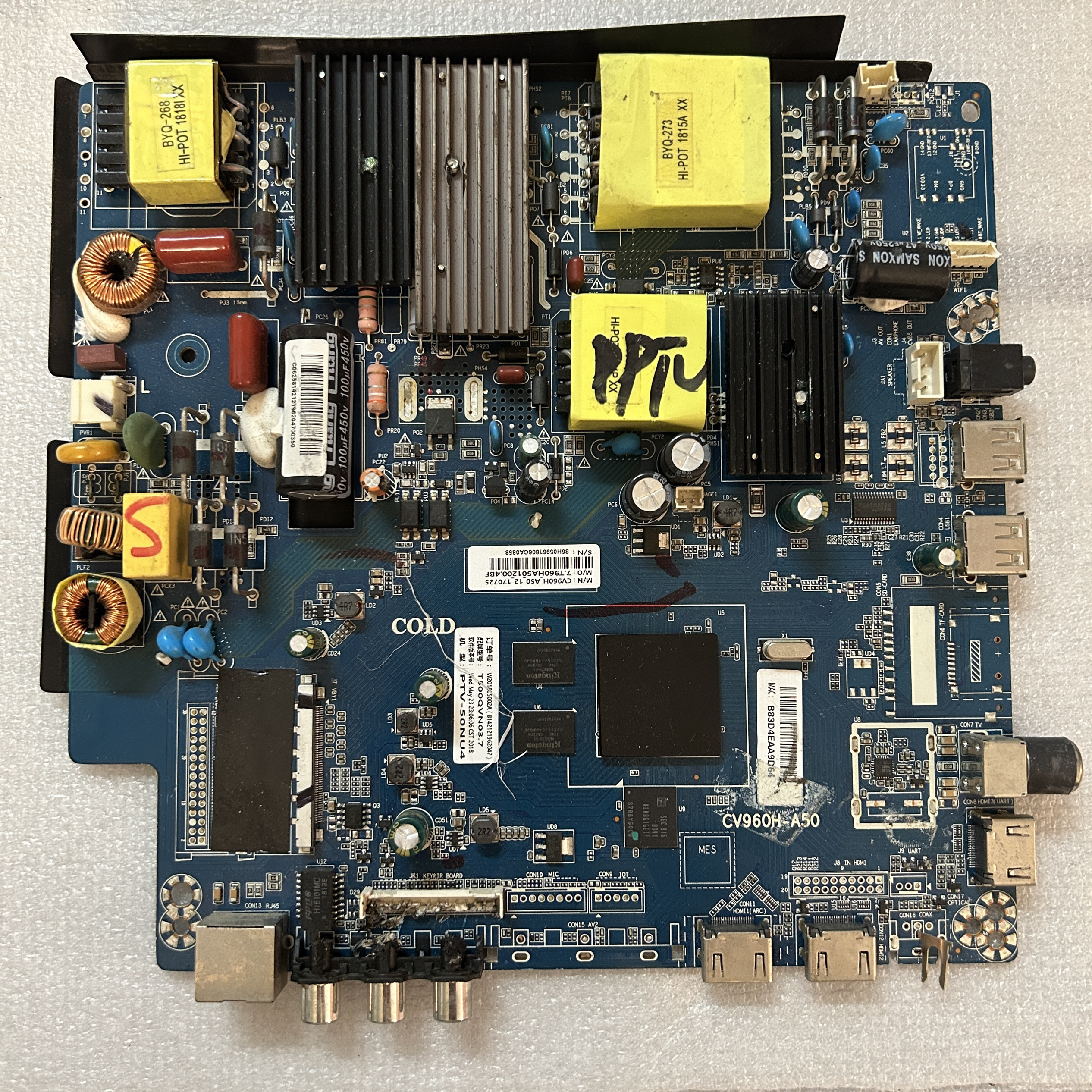 液晶电视PTV-50VU4 50C4 55DX5主板CV960H-A50屏CV500U1-T01电源