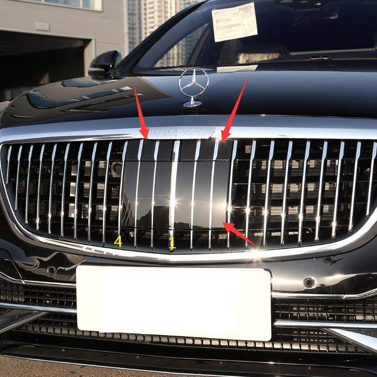 메르세데스-벤츠 S-클래스 마이바흐 S450S600S400S350 센터 그릴 쉴드 수직 스트립 트림 전면 그릴 브라이트 스트립 베젤