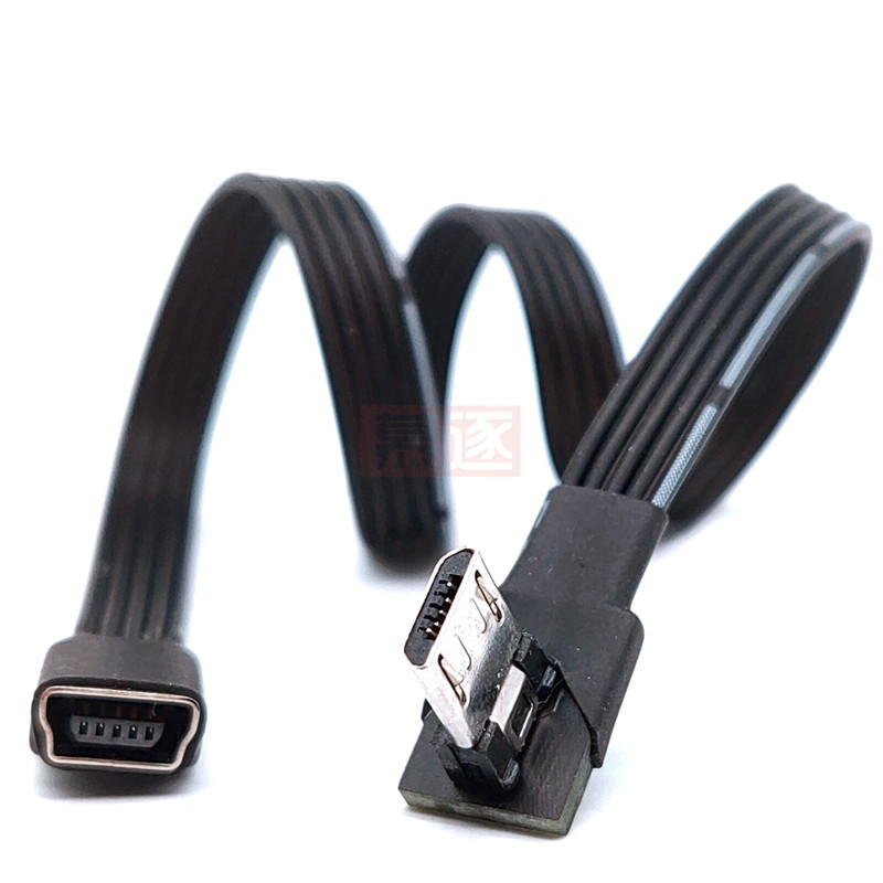 Mini USB5P母转micro5P公转接线T型口转安卓数据线车载导航转换线