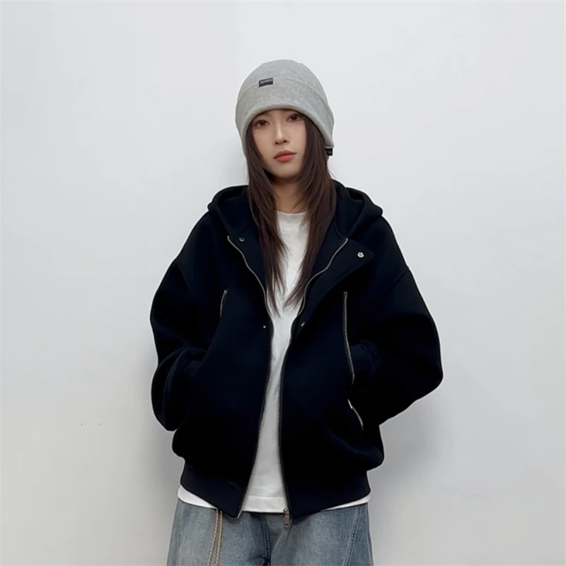 潮牌情侣外套连帽衫男女同款卫衣痞帅慵懒风早秋中性风W886-P75，女装短外套，星座918-1
