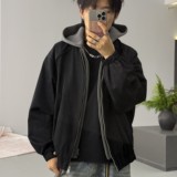 假两件撞色休闲连帽卫衣宽松秋季夹克美式外套J98-P95-加棉P105，男装夹克，星座918-1