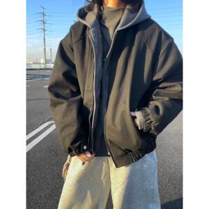 美式解构假两件加棉夹克外套男秋冬季连帽棉衣J98-P95-加棉P105图片