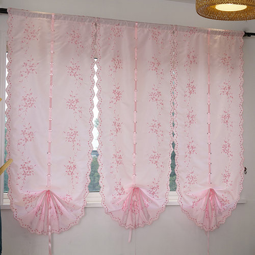 厨房扇形飘窗隔断免打孔提拉帘