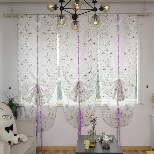 隔断飘窗客厅厨房纱帘免打孔窗帘