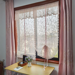 短帘免打孔客厅隔断门帘卫生间提拉厨房窗帘气球帘罗马帘半帘纱帘