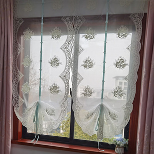 厨房透光纱帘罗马帘免打孔扇形提拉门帘客厅阳台隔断帘卧室飘窗帘