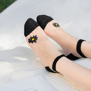 透明网红袜子女韩版小雏菊超火短袜玻璃丝夏天薄款蕾丝可爱仙女袜