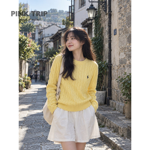 100%棉老钱风小马刺绣针织衫女