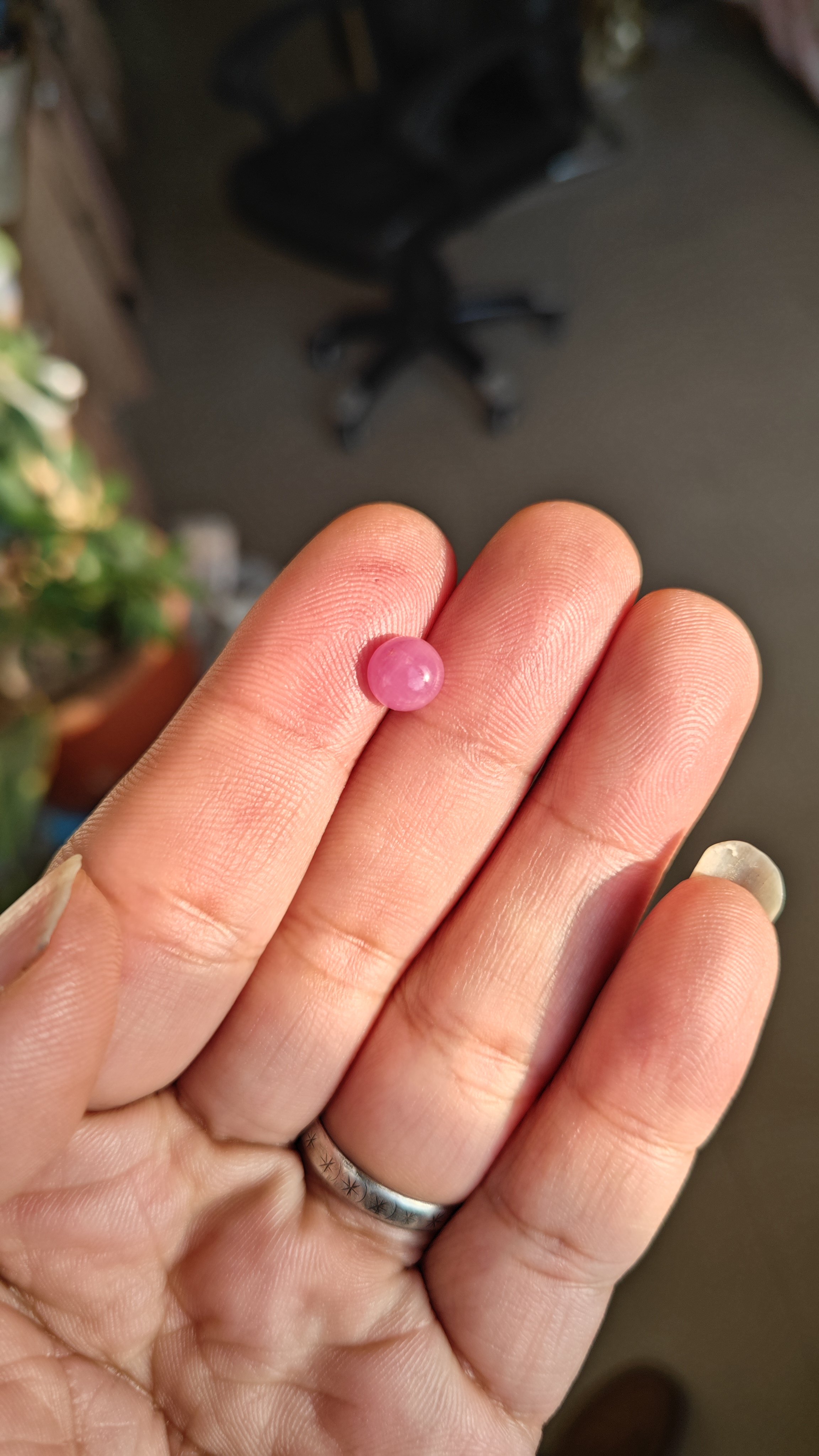 无烧天然南非红宝石裸石戒面圆形7.3mm素面蛋面约2ct桃花粉色