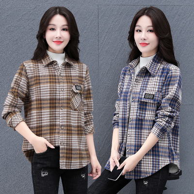 宽松版开衫长袖磨毛衬衫不起球