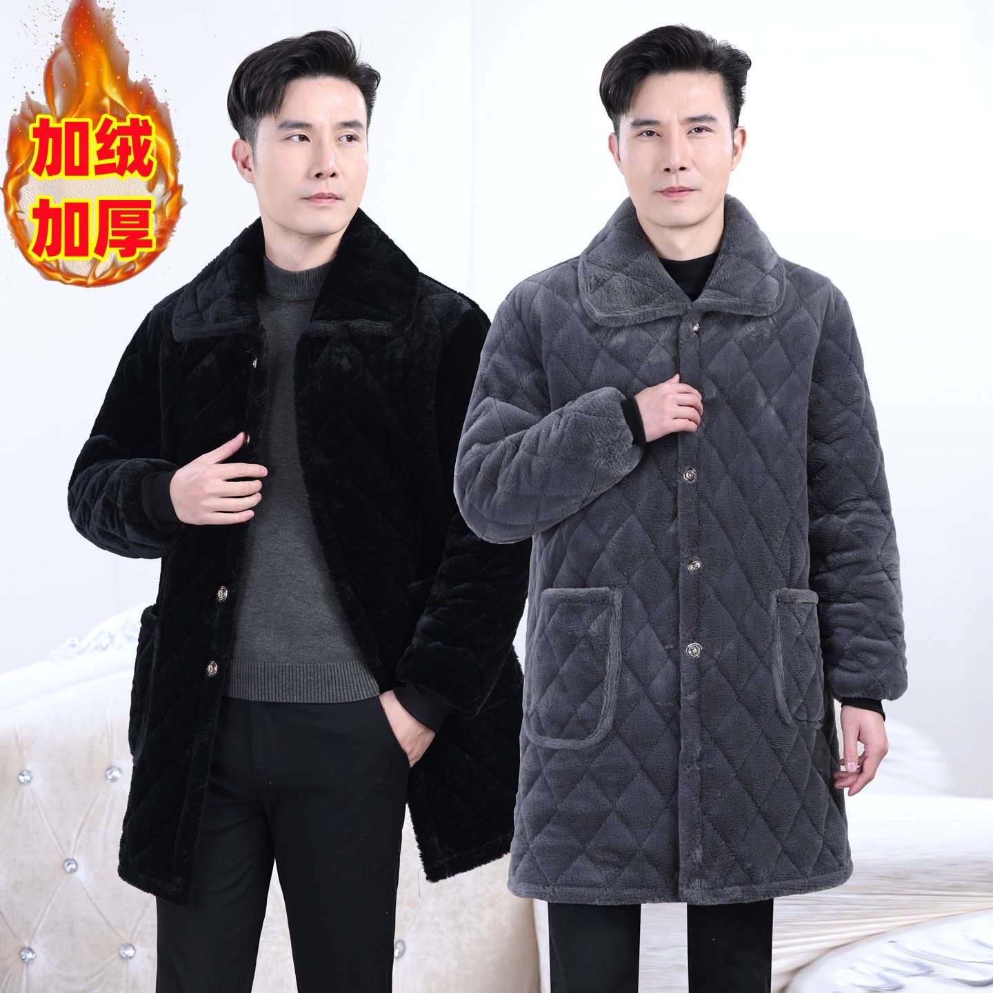 防貂绒加绒加厚男士棉袄外穿加厚耐脏棉衣中长款宽松大码棉服保暖,男装,棉衣,淘宝优惠券,粉丝福利购,淘宝优惠卷