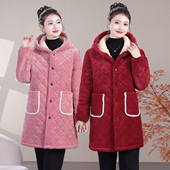 女士加绒加厚棉衣冬季 中长款 罩衣保暖防寒三层夹棉外套四川省省服