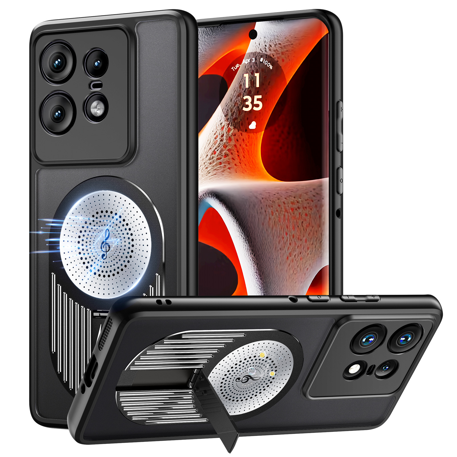 适用于摩托罗拉Edge50Pro石墨烯散热手机壳Edge50ultra香薰金属支架edge50Fusion磁吸X50ultra磨砂防摔保护壳