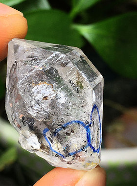 赫尔基蒙天然闪灵钻水胆流沙白水晶双尖透体彩虹手串项链吊坠配饰