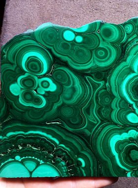 ZX天然孔雀石原石切片绿色矿物晶体打磨抛光标本家居客厅桌面摆件