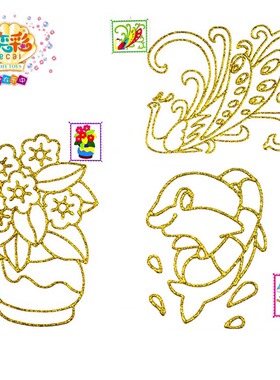 儿童DIY手工填色涂鸦彩绘胶画烤画彩边银边卡通动漫16K大金边