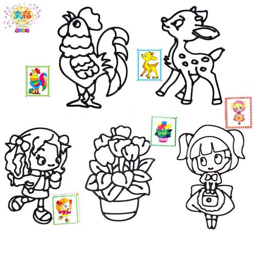 特价DIY手工宝宝黑边烤胶画