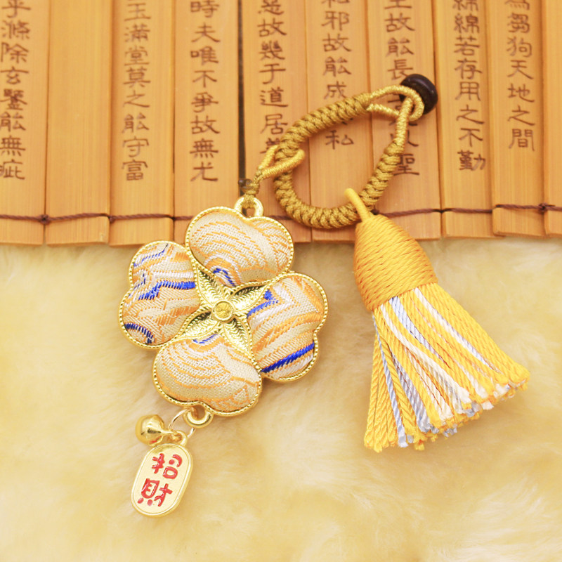 非遗宋锦招财猫包挂四叶草国风潮创意钥匙扣小马新年礼物饰品吊坠