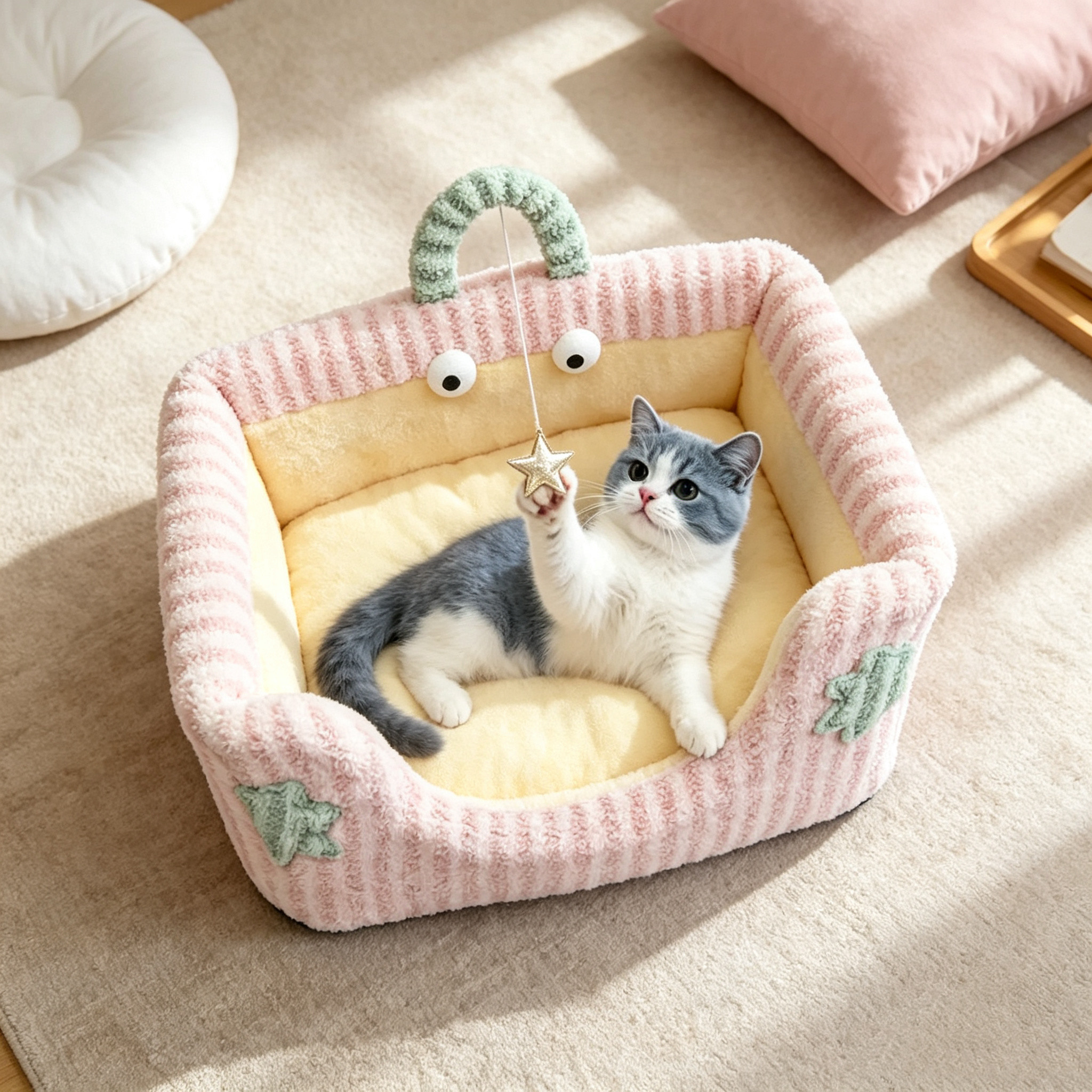 猫窝冬季保暖月亮绒双手拥抱海绵窝超大号可拆洗狗窝半封闭式猫床