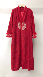 水貂毛边符合加绒蕾丝金线刺绣断码 大衣 特价