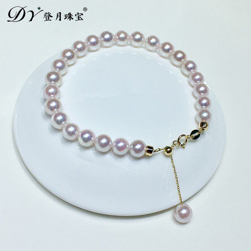 天然akoya海水珍珠手链天女18K金可调节新时尚款白透粉正圆樱花在类目 珠宝/钻石/翡翠/黄金, 天然珍珠（新）, 手饰中 - 来自Buy2taobao.com提供专业的淘宝代购服务
