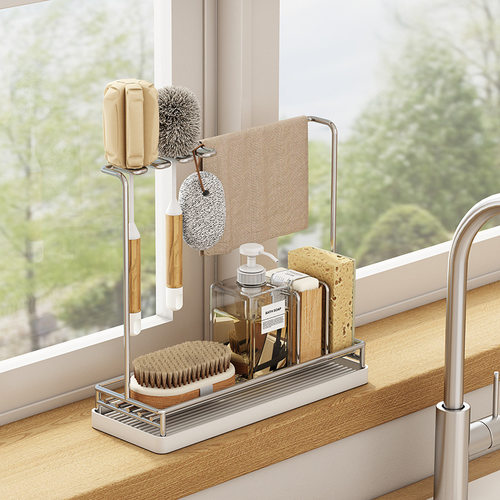 304不锈钢厨房抹布沥水架专用水槽边水池晾海绵洗碗布收纳置物架