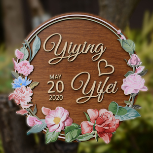 结婚礼logo牌定制婚车头名装饰婚庆字母花环布置商店铺门头招牌匾