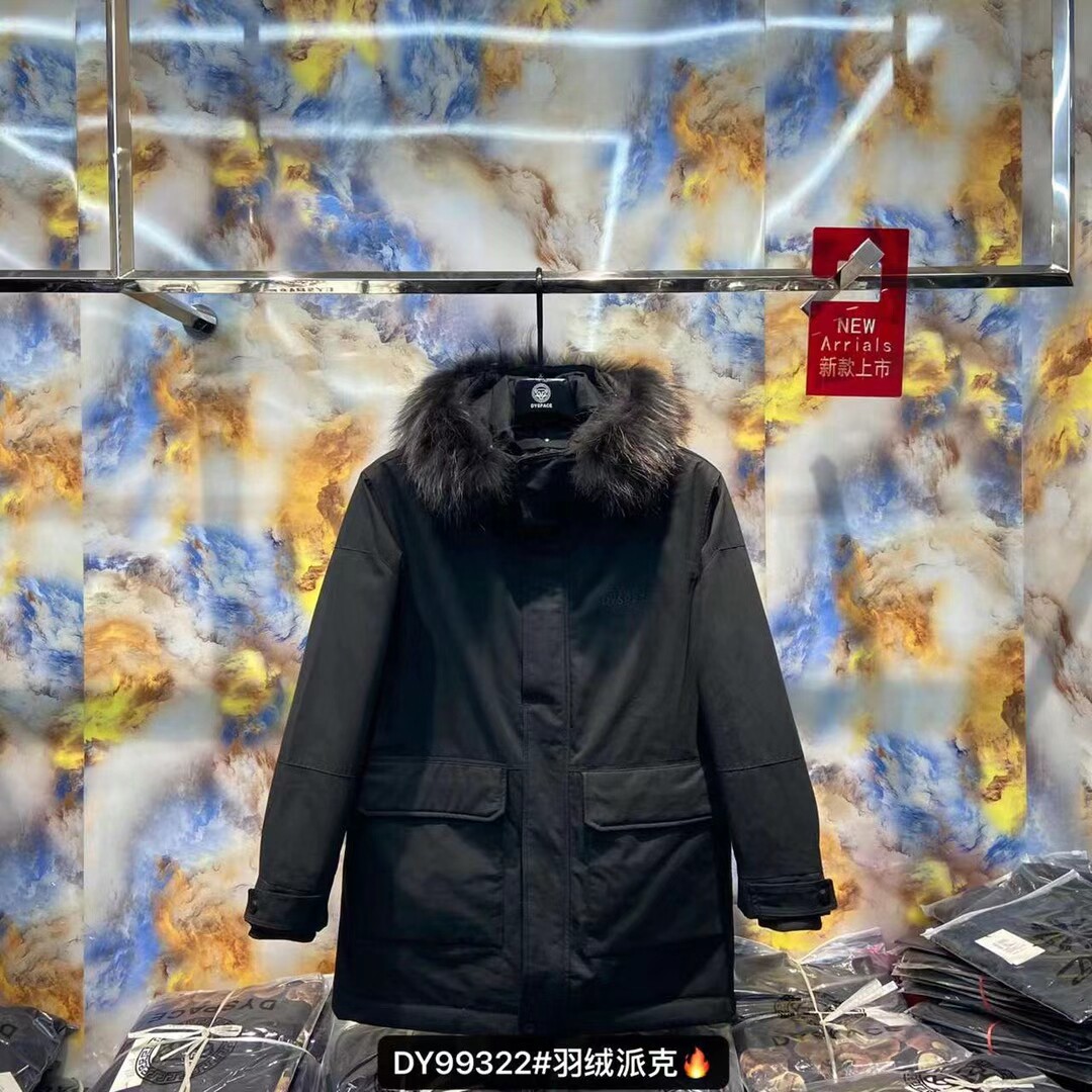 达依空间加肥加大码冬季人造皮内加羽绒内胆派克服羽绒服99322