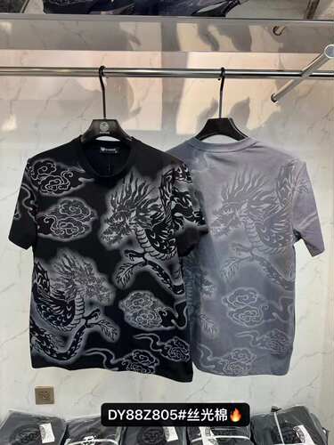 龙年烫钻印花夏季短袖t恤男士