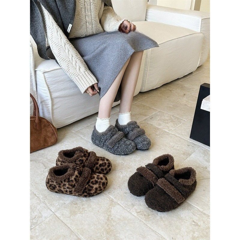 复古毛毛鞋加绒保暖魔术贴单鞋女2025冬季新款内棉鞋豆豆鞋女,女鞋,浅口单鞋,淘宝优惠券,粉丝福利购,淘宝优惠卷
