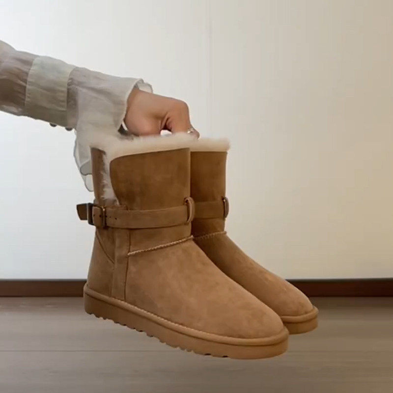 巨好看雪地靴厚底皮带扣可两穿翻边毛绒保暖东北棉鞋,女鞋,时尚雪地靴,淘宝优惠券,粉丝福利购,淘宝优惠卷