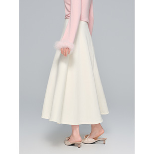 【知合堂】新中式国风半身裙女2025冬季新款加厚高腰伞裙毛呢长裙