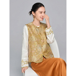 【知合堂】2026春季新款新中式国风重工提花马甲女坎肩背心上衣