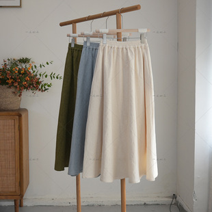 5367《朝云落梦》秋冬精致加绒休闲A字裙复古文艺棉提花半身裙