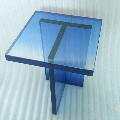 深力圳厂家制透明渐变亚克边定几定做家具蓝006005子色小桌茶几渐