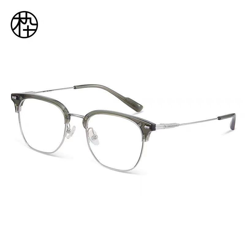 清也眉线半框近视眼镜框女MJ101FJ414商务款眼睛架镜框防蓝光镜片