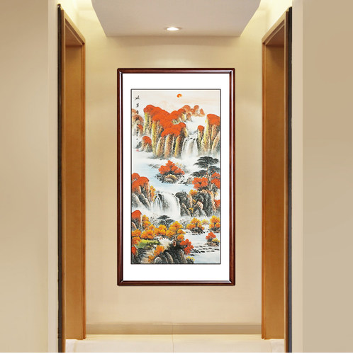 山水挂画竖版鸿运当头字画真迹