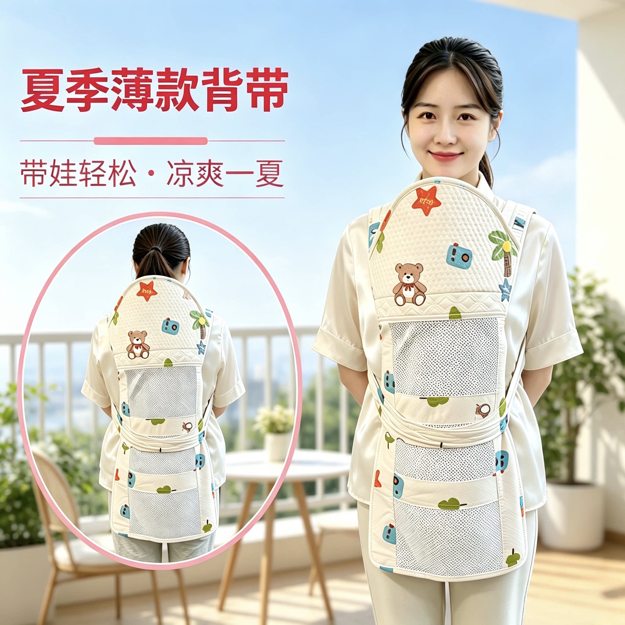 夏季云南传统新款老式婴儿薄款背带贵州宝宝背扇透气背巾外出轻便